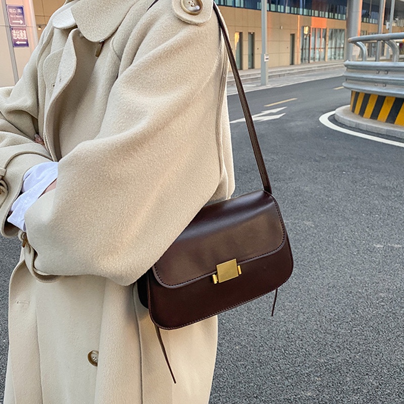 Túi đeo vai IELGY cỡ vuông nhỏ màu trơn phong cách phương tây thời trang cho nữ