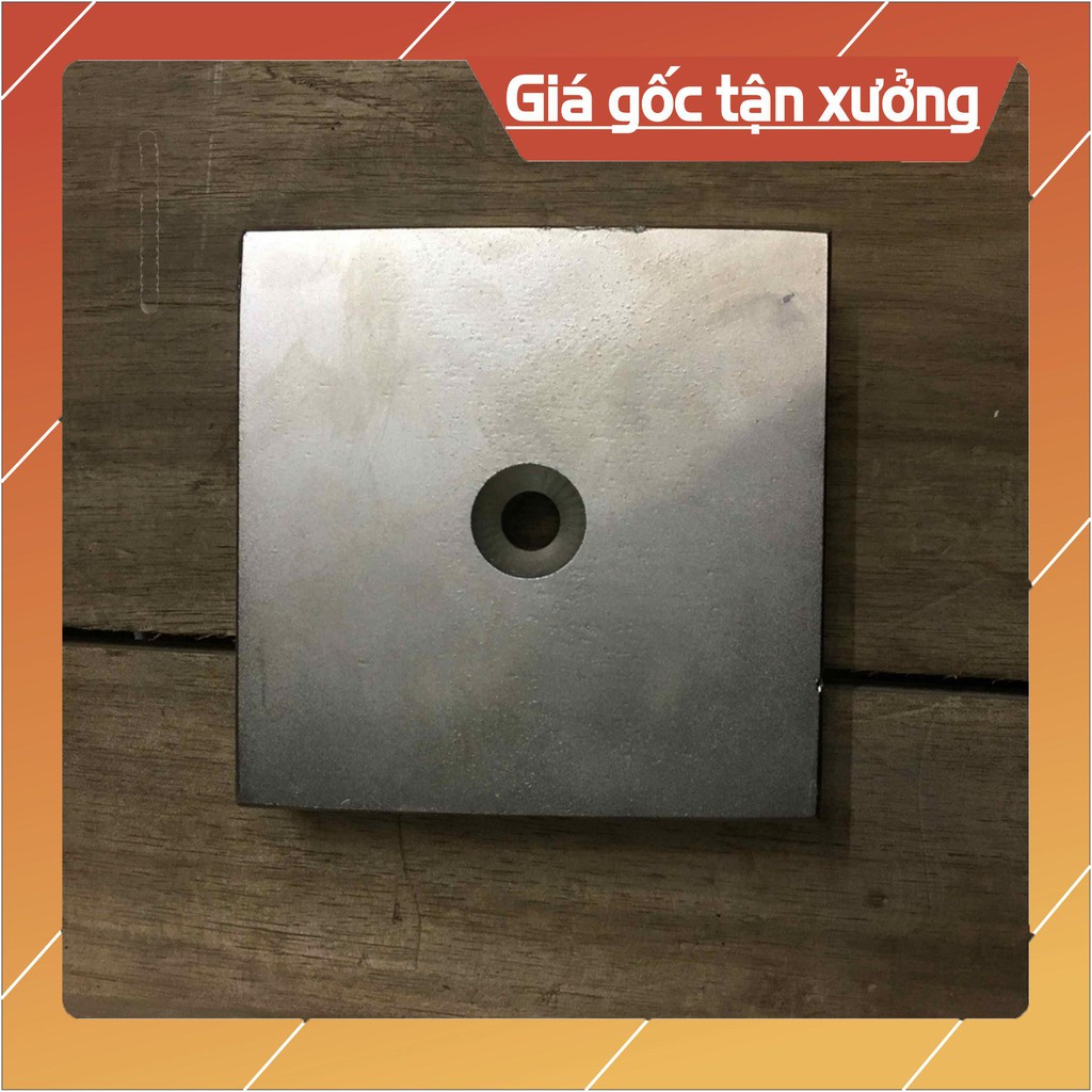 [Xả Kho] Nam châm cứu hộ có lỗ 100x100x25mm, lỗ vát 10mm loại nam châm trắng lực hút cực mạnh, cẩn thận khi dùng.