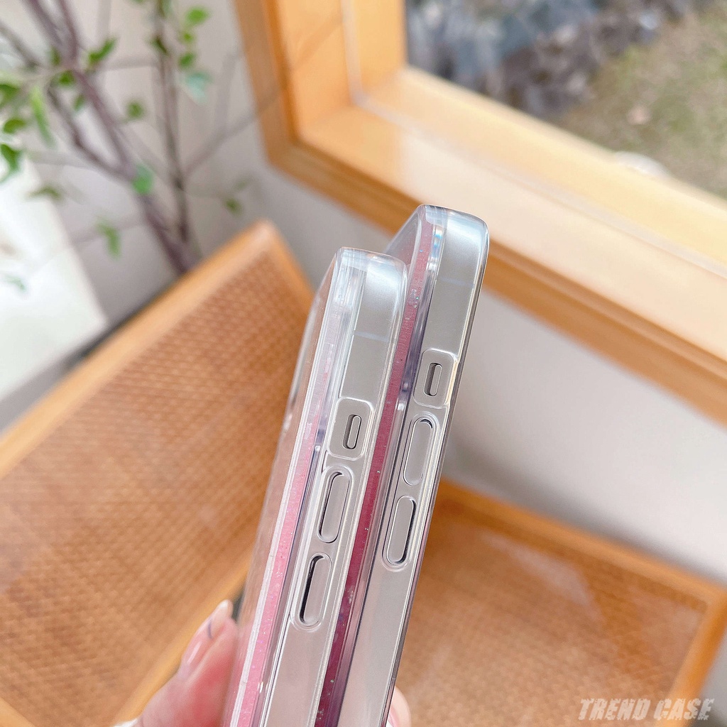 Ốp Điện Thoại TPU + PC Họa Tiết Hoạt Hình Phối Kim Tuyến Nước Cho iPhone 13 12 11 Pro MAX XS MAX XR X 7 8 plus