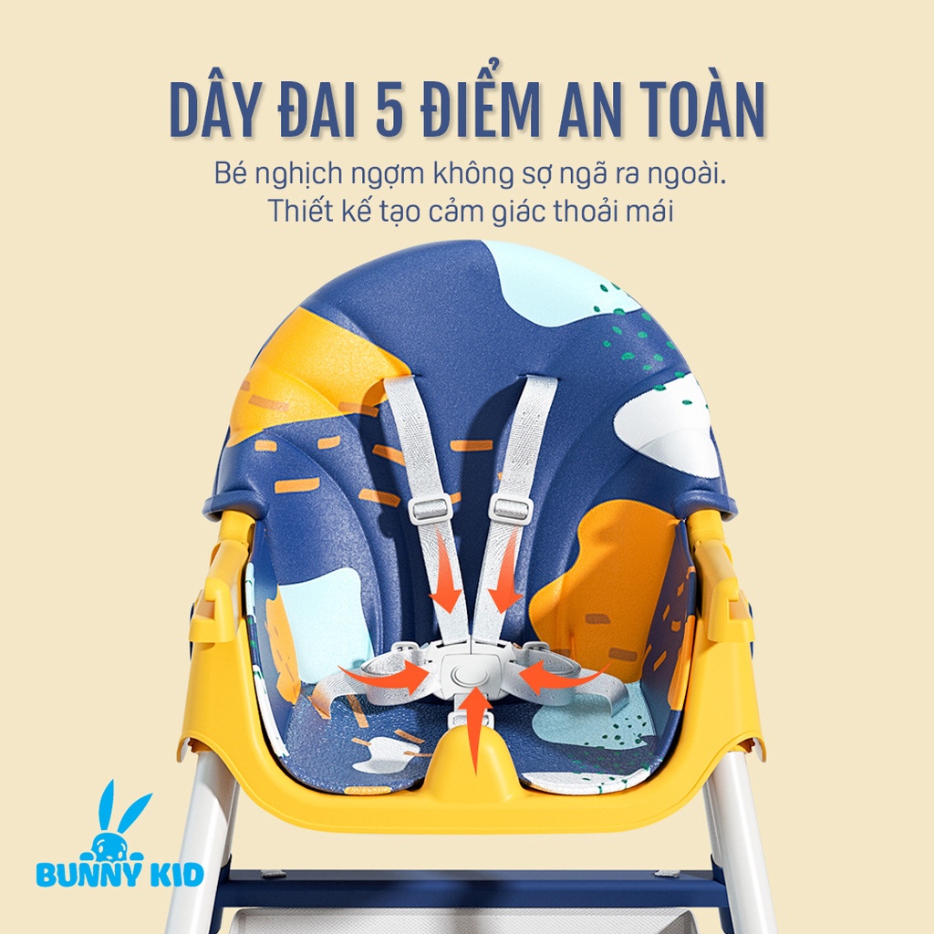 Ghế Ăn Dặm Có Bánh Xe, Ngả Lưng BellyBaby cao cấp Cho Bé BB102 BBLuna