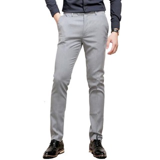 Quần âu nam màu ghi sáng chất vải co giãn kiểu dáng SLIM dành cho nam
