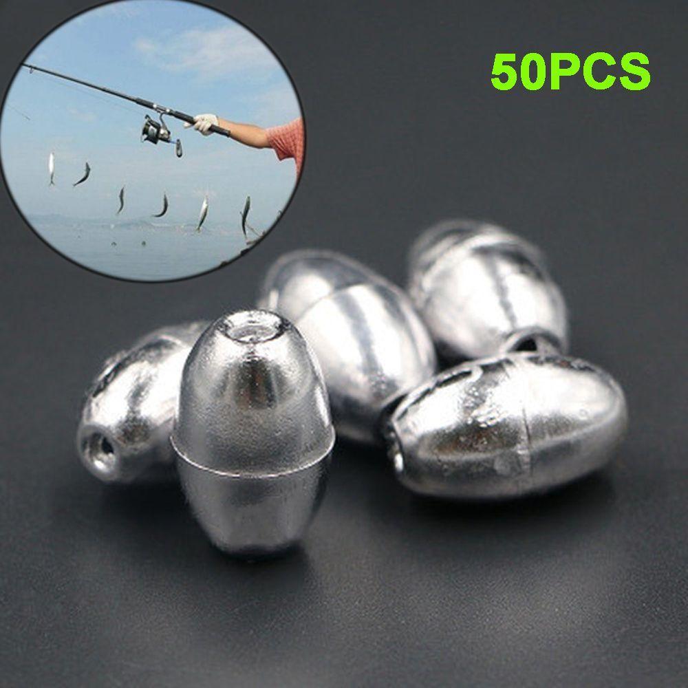 Set 50 Hạt Chặn Mồi Câu Cá Hình Oval Tiện Dụng