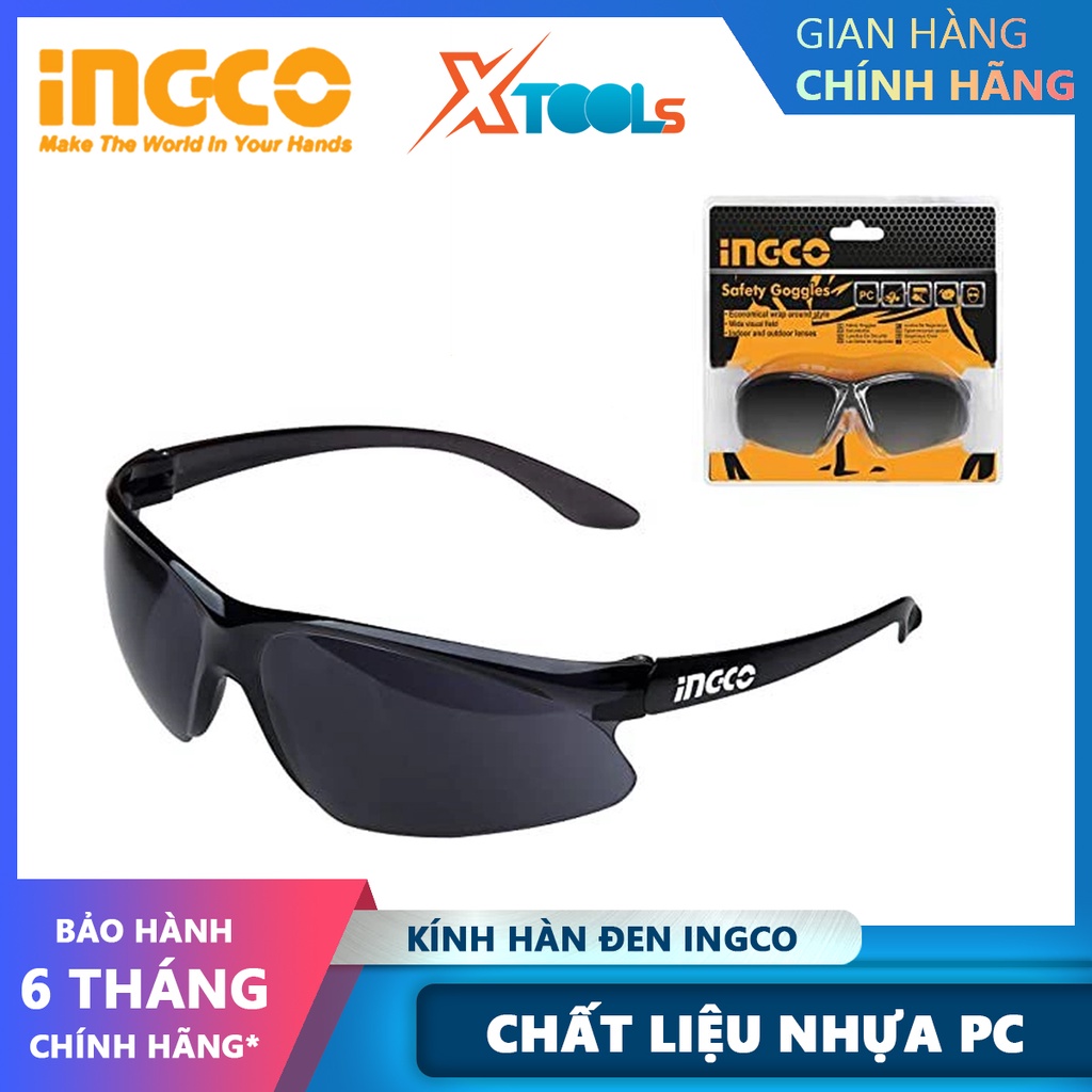 Kính bảo hộ dùng để hàn INGCO HSG07 | Kính bảo hộ an toàn Chất liệu PC Màu tối 10 Trọng lượng nhẹ, thoải mái khi đeo, tầ