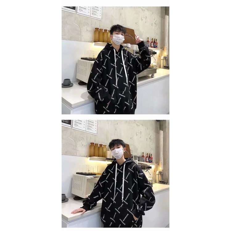 Áo hoodie dáng rộng in chữ cái kiểu hip hop Hong Kong năng động dành cho nam size m-5xl
