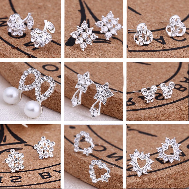 Đôi bông tai đính đá sáng bóng thời trang cho nữ nhiều kiểu dáng tùy chọn