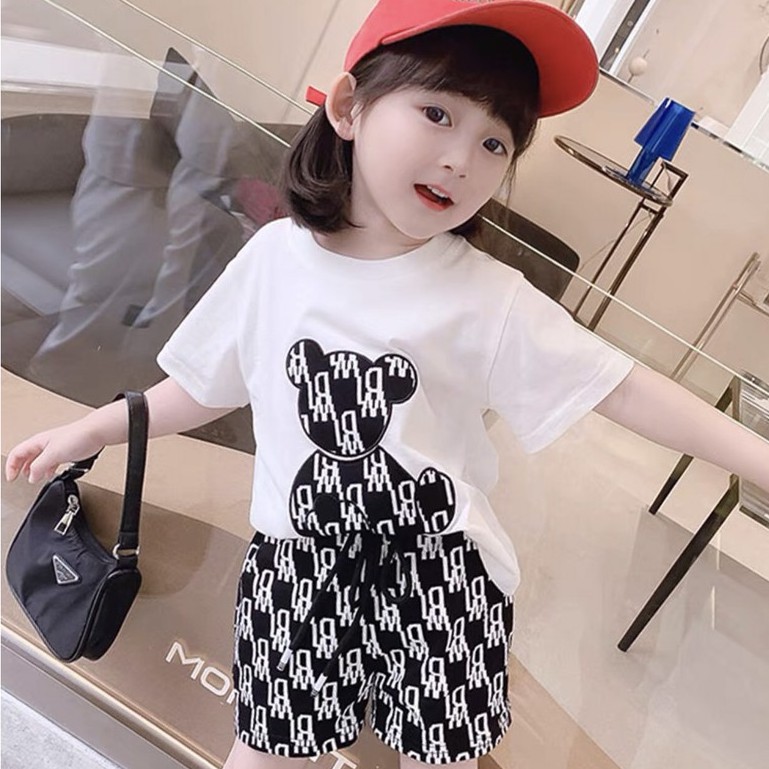 Bộ đồ bé gái Con Xinh cotton gấu JURI, set quần áo trẻ em 5 đến 14 tuổi