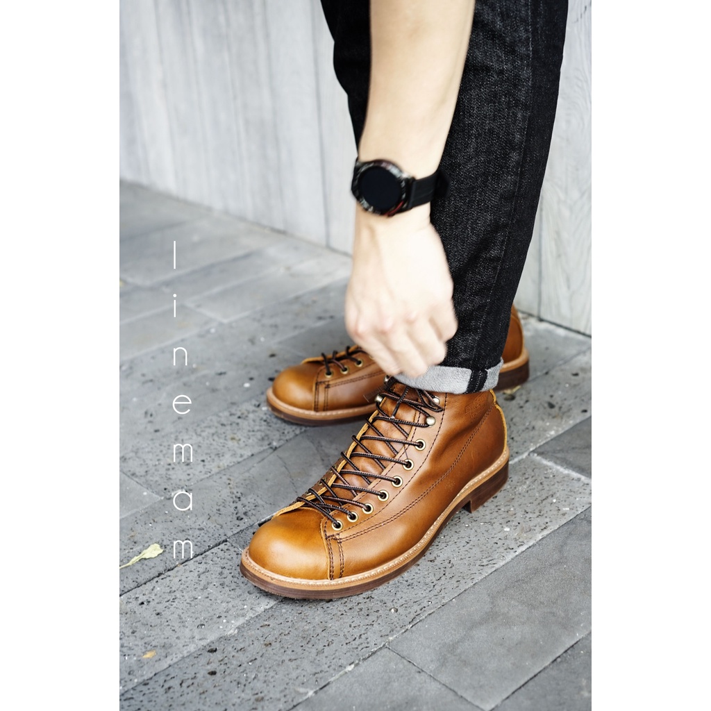 Giày boot nam cao cổ màu nâu REDWING LINEMAN, giày da thật cổ điển TONKIN