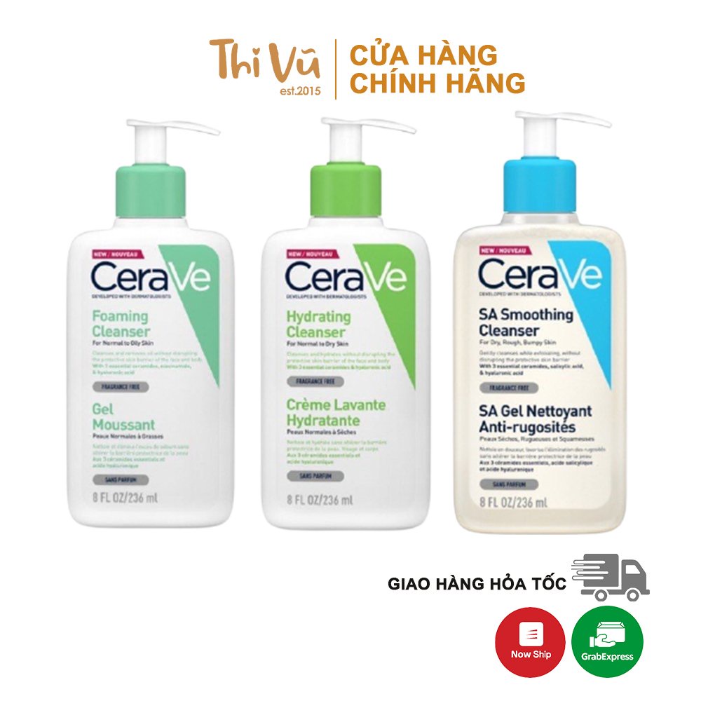 Sữa rửa mặt Cerave cho da dầu da khô ngừa mụn ẩn nhạy cảm dịu nhẹ - Thi Vũ