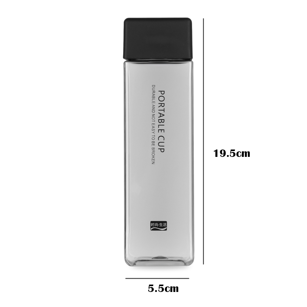 Bình Đựng Nước Hình Vuông 450ml Bằng Nhựa Không BPA Tiện Dụng Mang Theo Du Lịch/ Cắm Trại