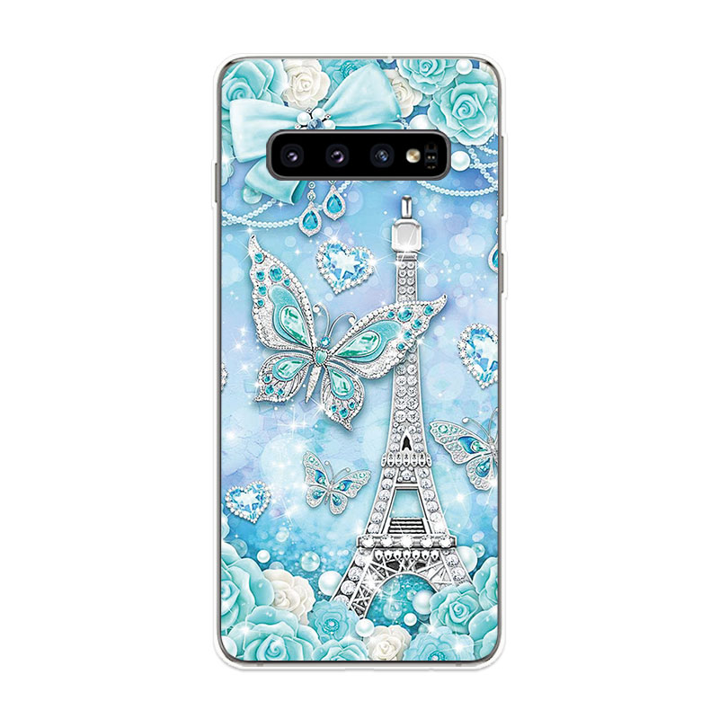 Samsung Galaxy S9 S9+ S10 S10+ Plus S10e Lite Soft TPU Silicone Phone Case Cover Diamond Butterfly