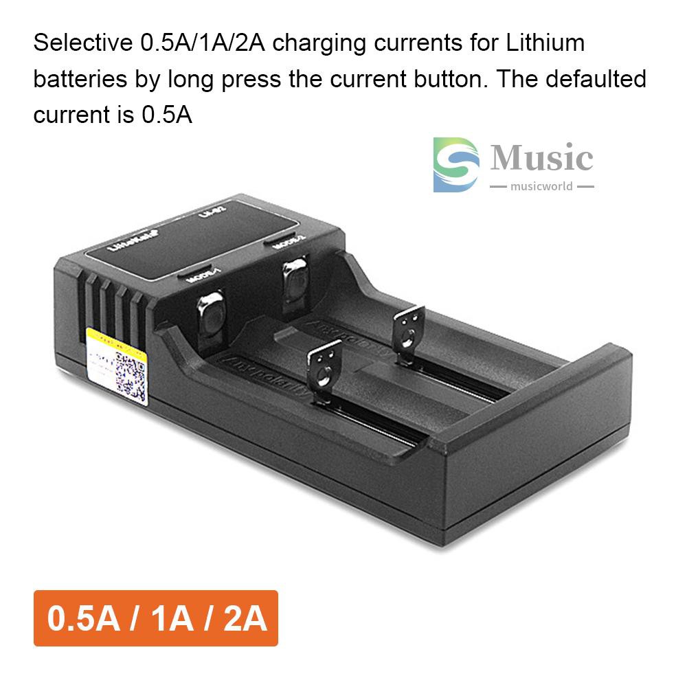 〖MUSIC〗Liitokala Lii-S2 Battery Charger LCD 2 Slots for 18650 26650 21700 18350 AA AA Lithium NiMH Battery Auto-polarity Detector Charger