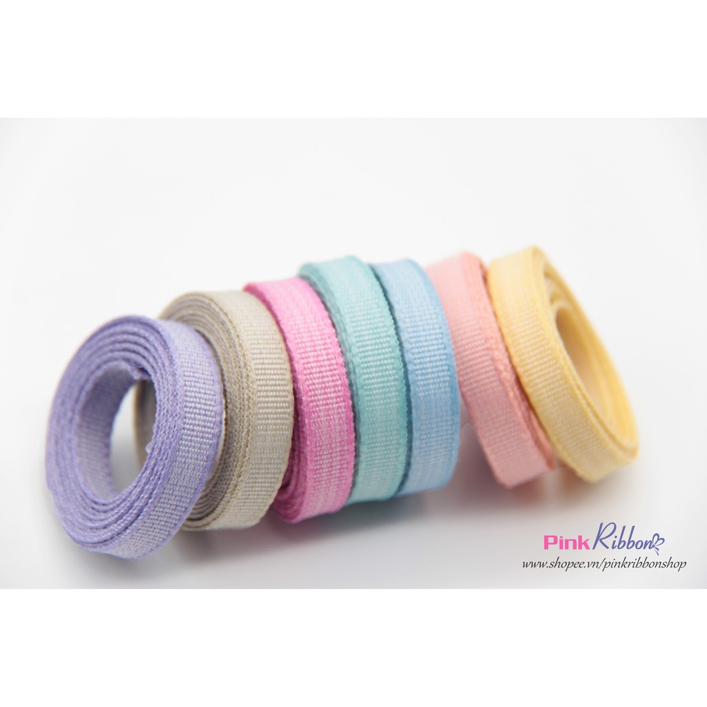 Cuộn 2m - Ruy băng thô HQ màu pastel cỡ 7mm