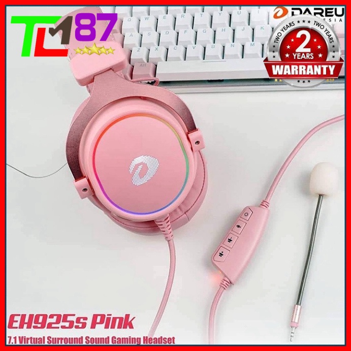 Tai Nghe Gaming LED RGB Có Mic Headphone Chụp Tai DAREU EH925S Hồng - Tai Nghe Nhạc Máy Tính Laptop Game Thủ Có Dây