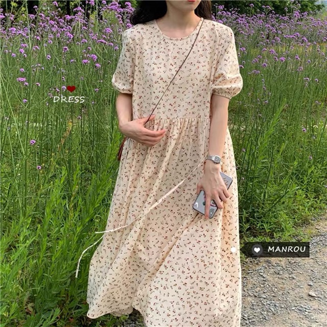 Váy Babydoll hoa nhí Vintage Hàn Quốc (HÀNG SẴN) Kèm ảnh thật
