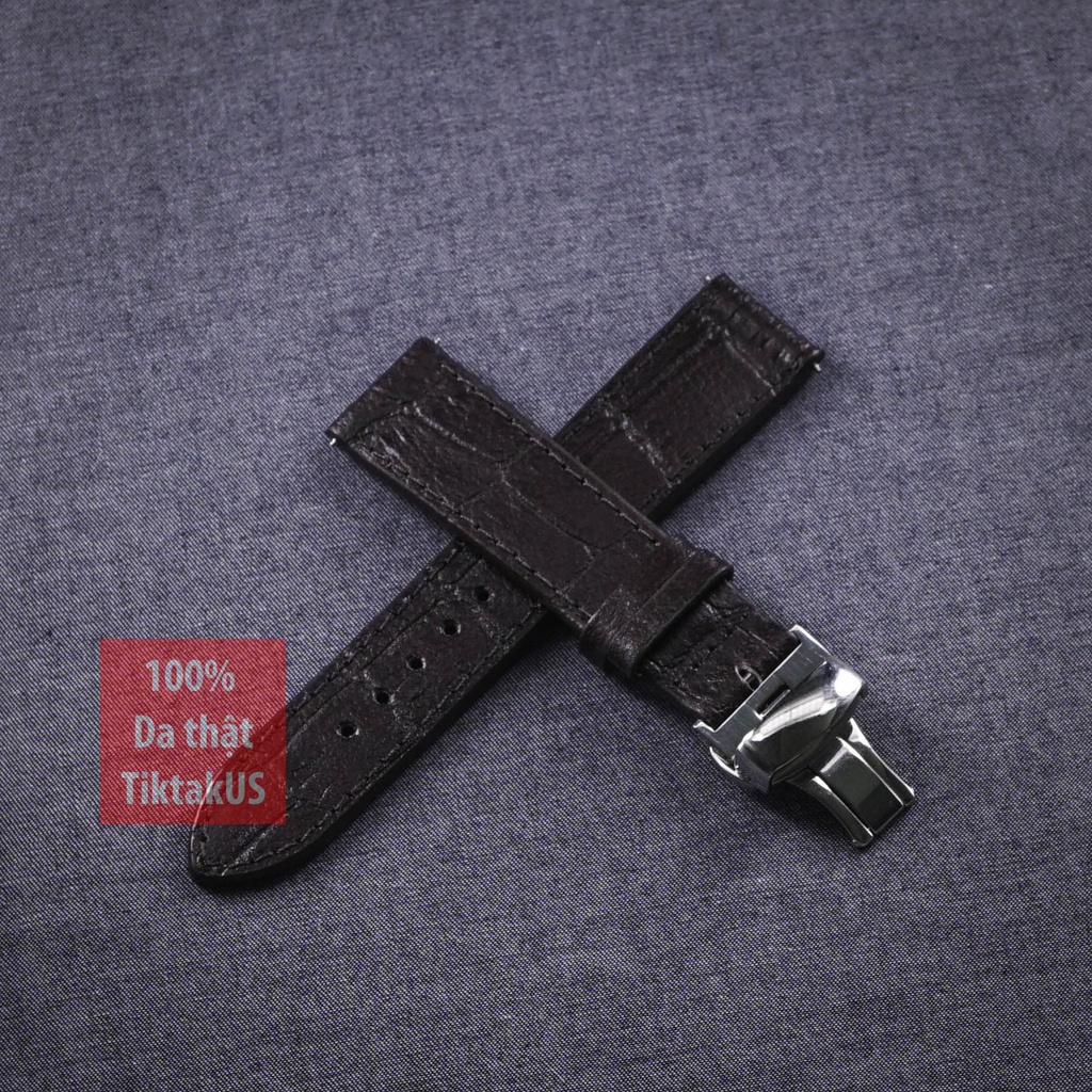Dây đồng hồ da bò dập vân cá sấu khóa bướm chống gẫy dây, nhiều màu, đủ size 18mm - 19mm - 20mm - 21mm - 22mm