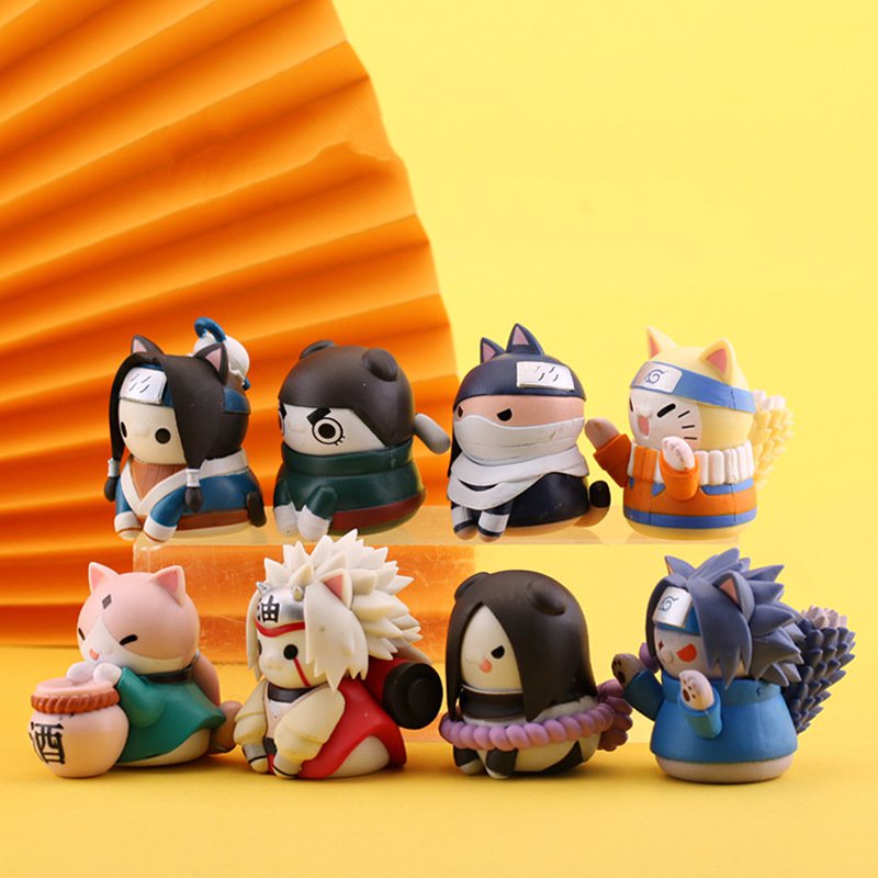 Set 8 Mô Hình Mèo Trong Naruto Kích Thước 5cm Dùng Trang Trí Bánh Sinh Nhật Độc Đáo