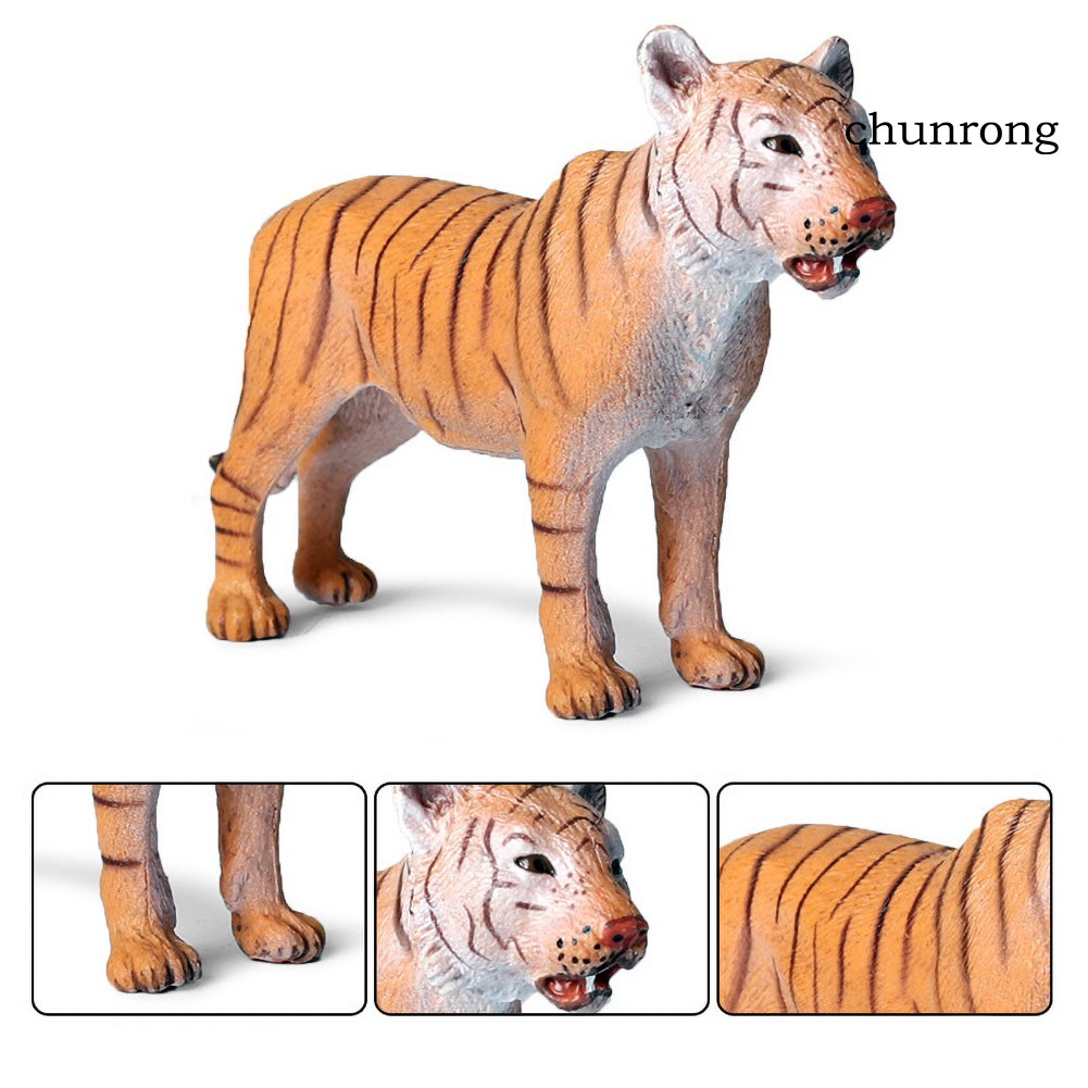 CR+1/4Pcs Kids Cute Simulated Solid Tiger Model Action Figure Toy Desktop Ornament