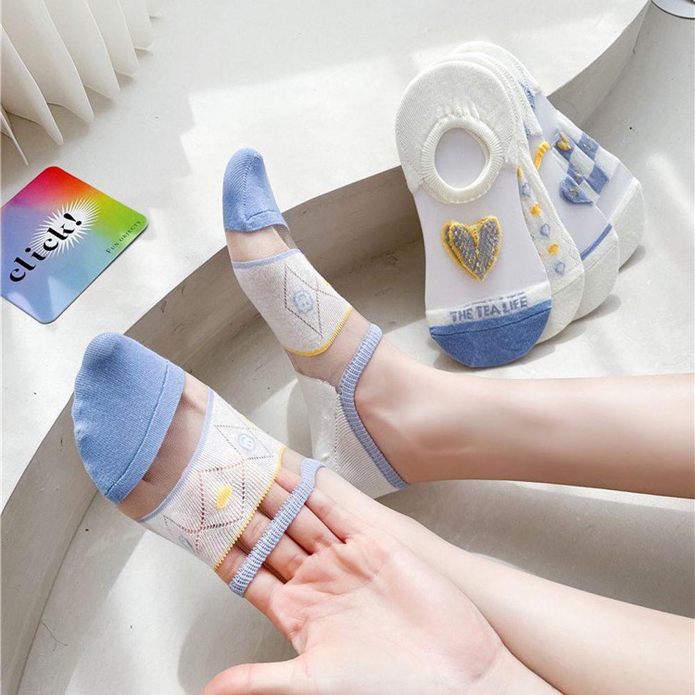 Bernardo Vớ Cotton Lụa Cổ Thấp Vô Hình Họa Tiết Kẻ Sọc Thời Trang Phong Cách Harajuku Nhật Bản Dành Cho Nữ