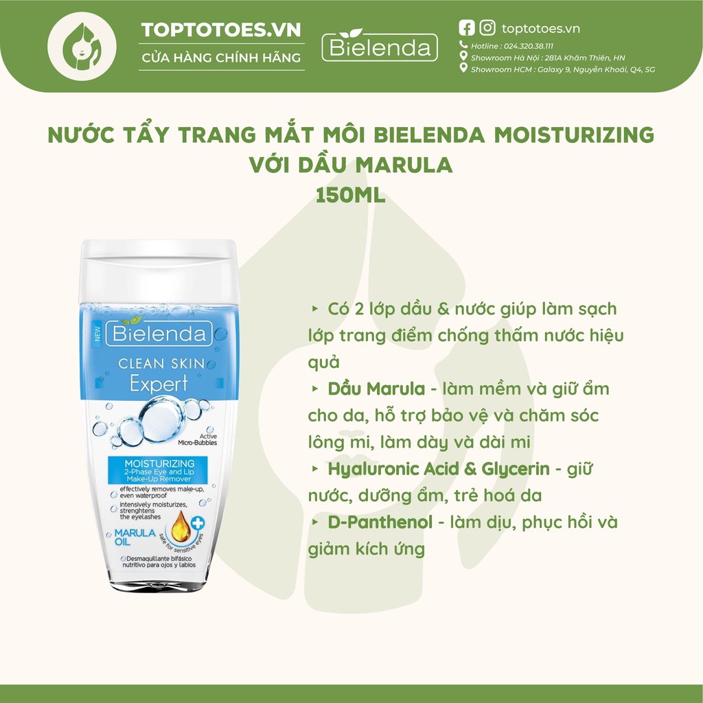 Nước tẩy trang Bielenda Clean Skin Expert làm sạch sâu cho mặt, mắt, môi 150ml/400ml