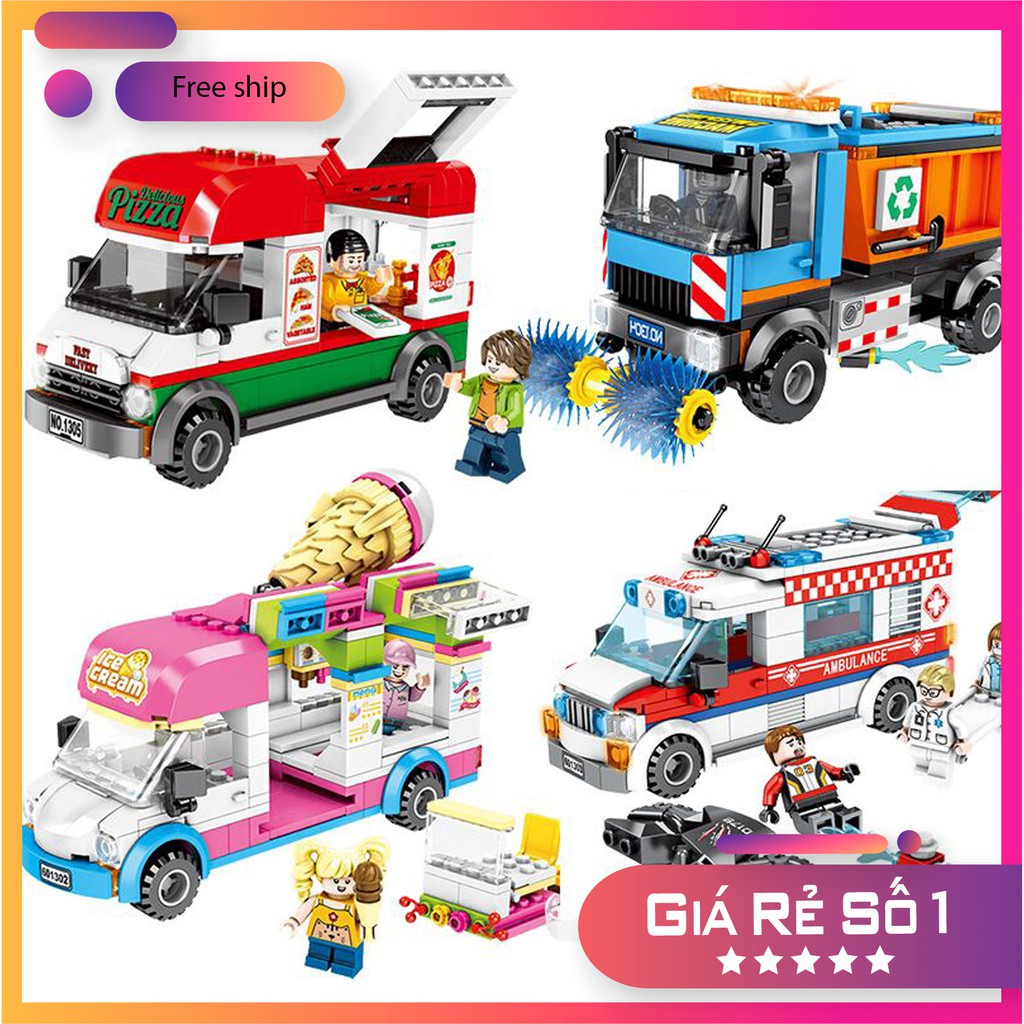 Đồ chơi lắp ráp Lego city - Xếp hình xe tải thành phố - bộ sưu tập Sembo Block