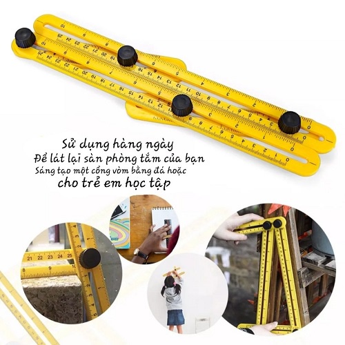 Dụng Cụ Thước Nhựa Gấp Gọn Có Rãnh Trượt Gồm 2 Thanh Dài 25CM + 2 Thanh Ngắn 12CM Dùng Sao Chép Đa Hình