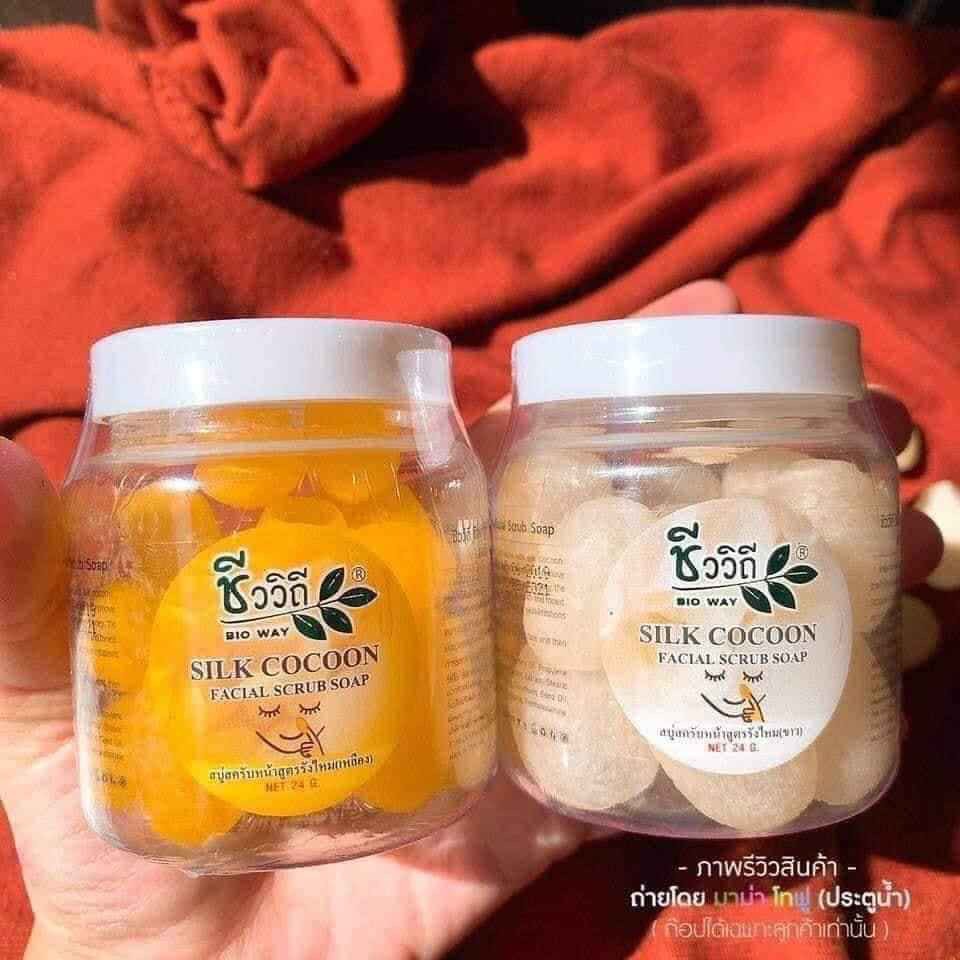 Soap rửa mặt tẩy tế bào chết kén tằm Silk Cocoon Facial Scrub chính hãng Thái lan