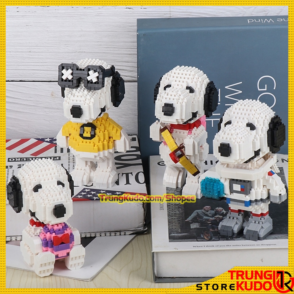 Mô hình Snoopy dạng Đồ chơi xếp hình chó Snoopy thần tình yêu làm quà tặng, đồ decor