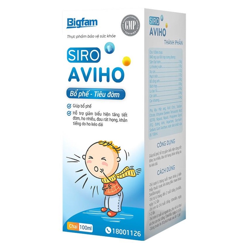 Siro Aviho - Giúp bổ phế, hỗ trợ điều trị các chứng ho khan, ho có đờm, sổ mũi, nghẹt mũi
