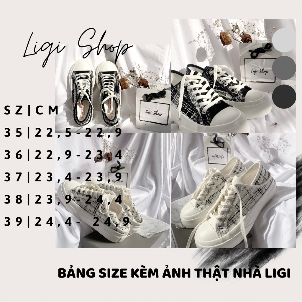Giày thể thao nữ giẫm gót đế bánh mì, giày sneaker hoạ tiết kẻ cá tính đi được hai kiểu
