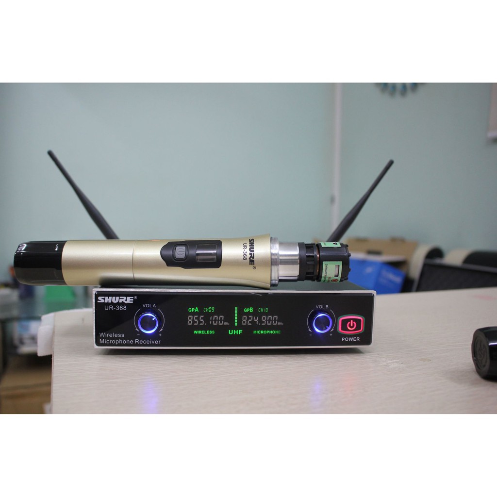 Micro Karaoke Không Dây SHURE UR368 Chinh Hãng Cực Hay Led 7 Màu