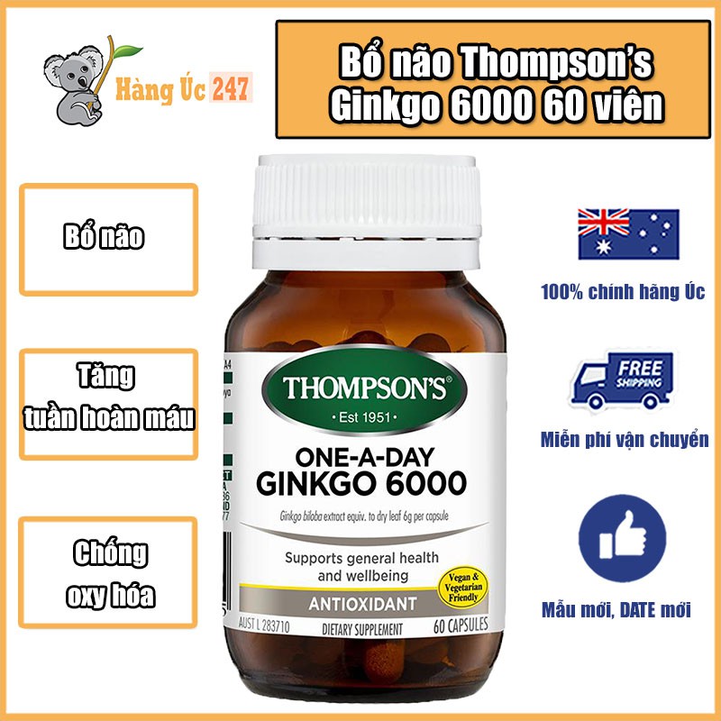 Viên tuần hoàn não THOMPSON'S Ginkgo Biloba 6000mg 60 viên