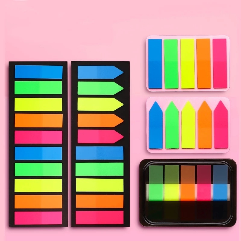 Set 100/200 Tấm Giấy Ghi Chú Màu Dạ Quang Chống Thấm Nước Tiện Dụng