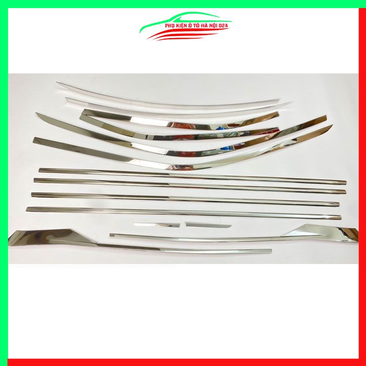 Bộ nẹp viền chân kính cong kính Veloz 2022-2024 Inox sáng bóng chuẩn form xe