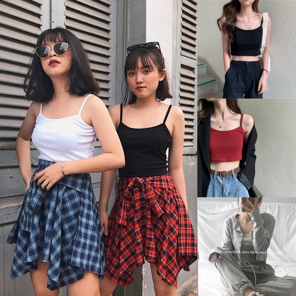 Áo 2 Dây Croptop Lửng 4 Màu Siêu Hot - Kèm DEAL Sốc ( có ảnh thật )