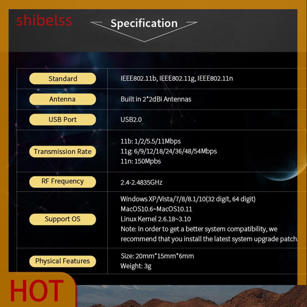 Usb 2.0 Wifi 150mbps 2.4ghz Shibelss Comfast Cf-Wu810N Thẻ | BigBuy360 - bigbuy360.vn