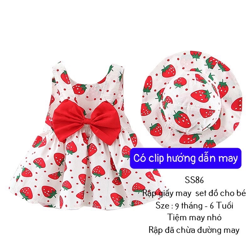 SS86_Rập giấy may set đồ cho bé kèm mũ