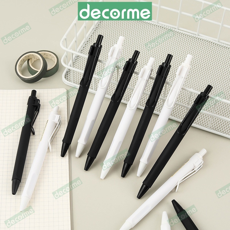 Bút bấm Basic mực đen ngòi 0.5 Decorme trắng đen khô nhanh style M.uji thay được ngòi