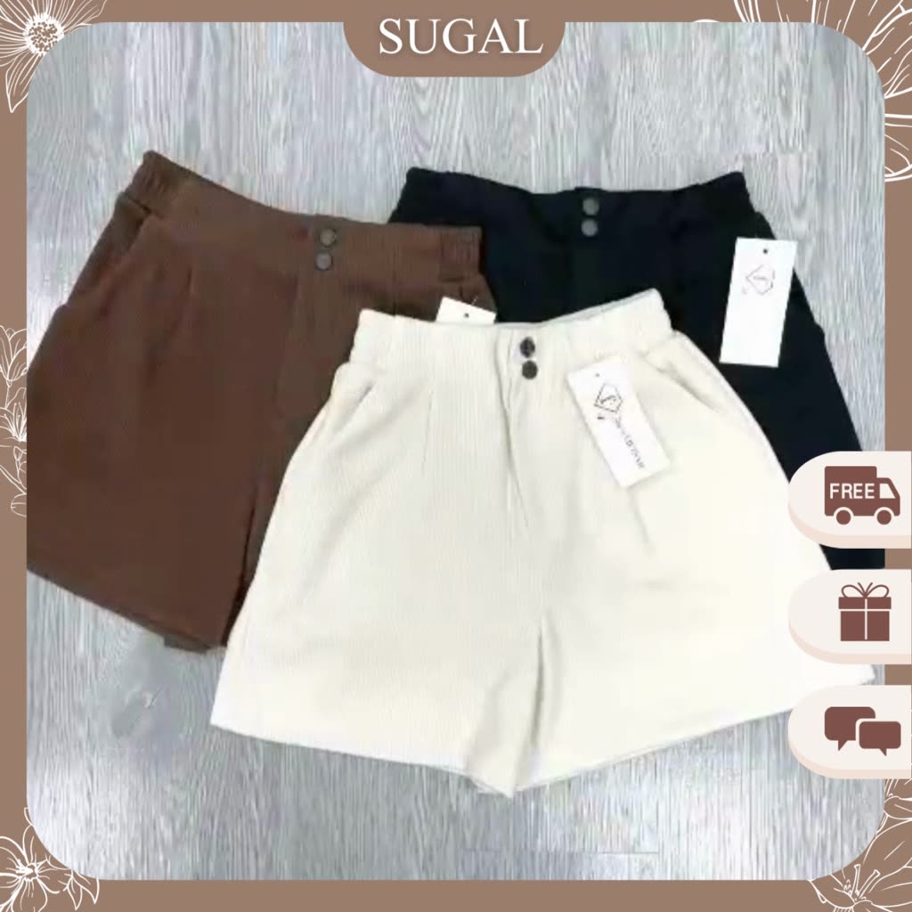 Quần Short Nữ Basic Cạp Cao Chất Nhung Tăm Phong Cách Ulzzang Thời Trang Sugal SHORT NU 018 | BigBuy360 - bigbuy360.vn