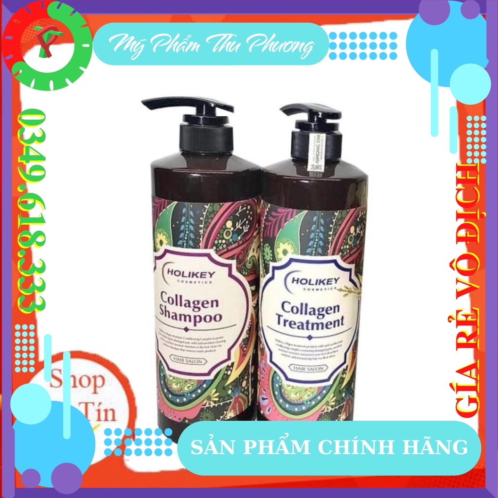 Bộ Dầu Gội Xả Collagen - HOLIKEY Collagen Shampoo & Treatment 🛑 CHÍNH HÃNG 🛑 Dầu Gội Đầu Giảm Gàu Ngăn Rụng Tóc