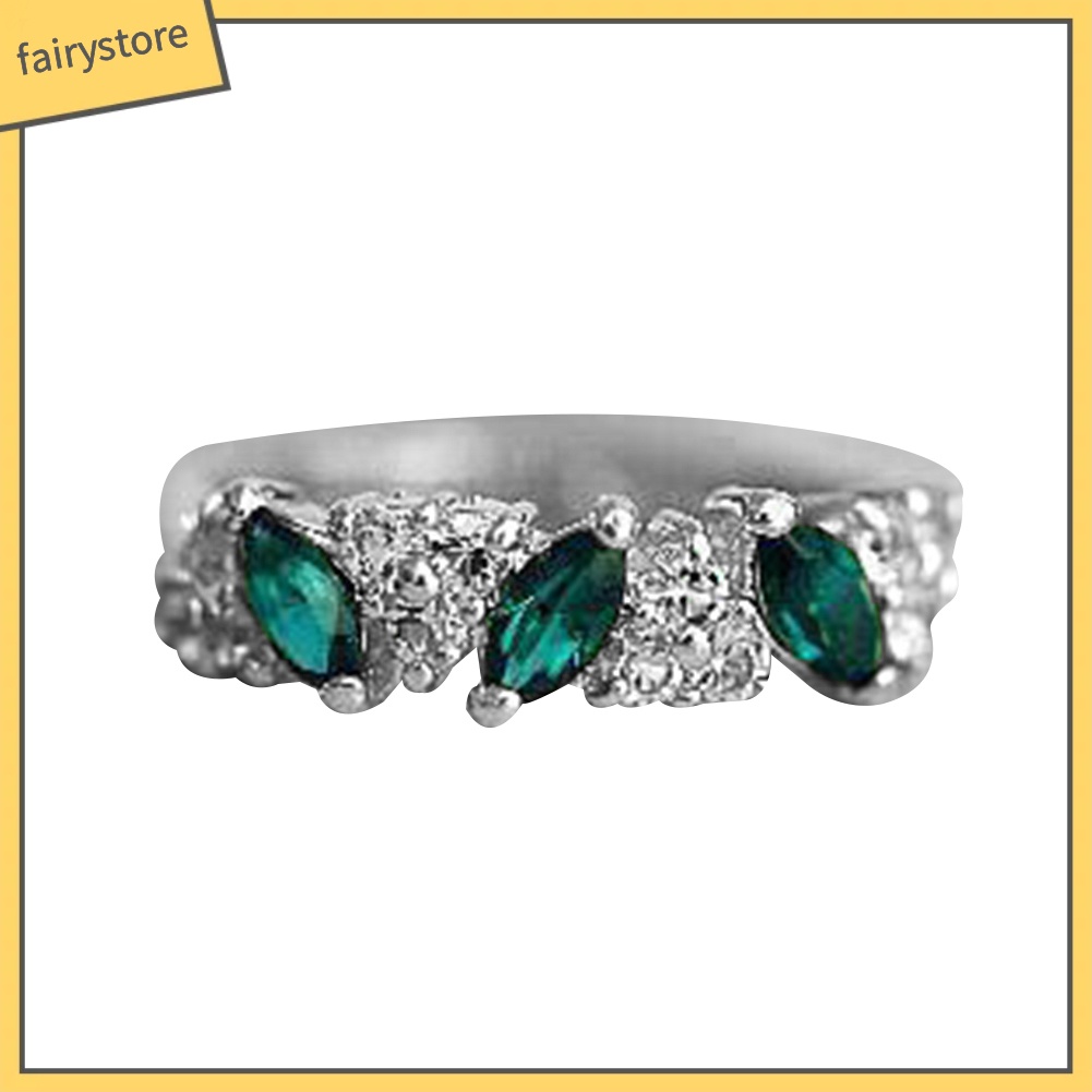 Nhẫn hợp kim đính đá ngọc lục bảo phong cách cổ điển cho nữ