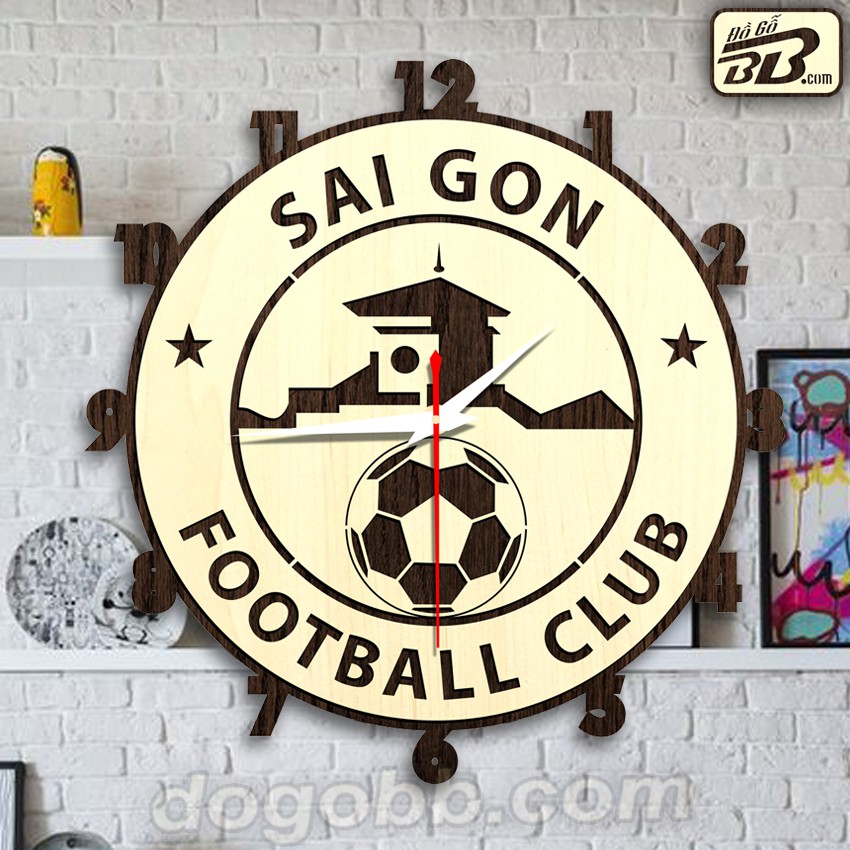 Đồng Hồ Logo Bóng Đá Clb Sài Gòn FC V-League Treo Tường Gỗ Bền Rẻ Đẹp - Đồ Gỗ BB