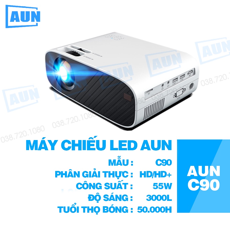 Máy chiếu mini AUN HD C90 - Độ phân giải thực chuẩn HD - Kết nối điện thoại, laptop - Độ sáng cao - Bảo hành 12 tháng | BigBuy360 - bigbuy360.vn