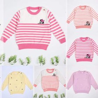 Áo len cổ tròn cài vai Mommababy bé gái