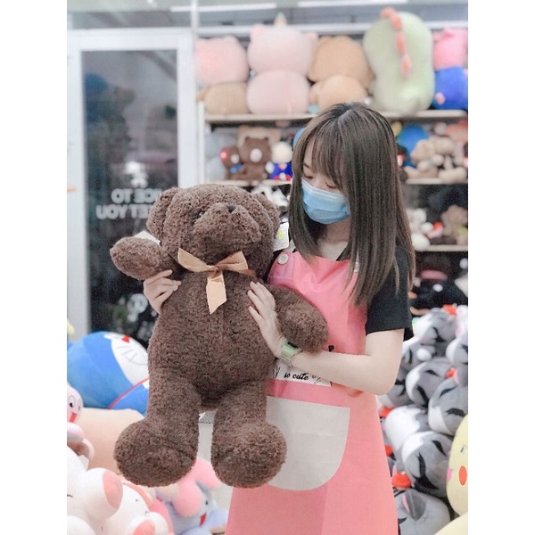 Gấu bông cao cấp Teddy ôm tim chất lông chỉ xù