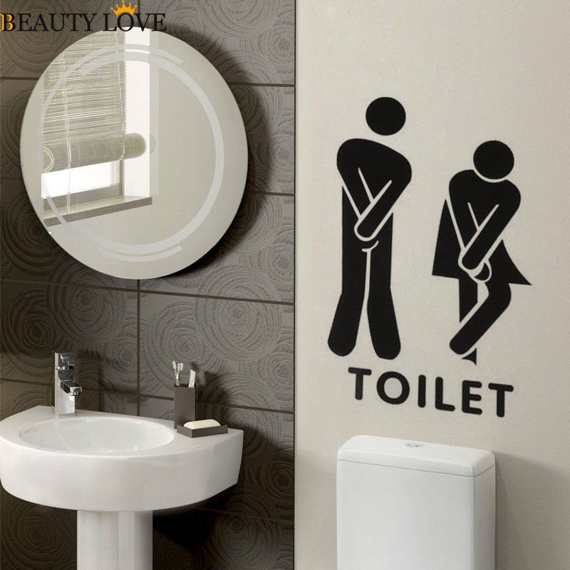 1 Tấm Sticker Dán Tường / Cửa Nhà Vệ Sinh Tự Dính Họa Tiết Ngộ Nghĩnh Trang Trí Nội Thất