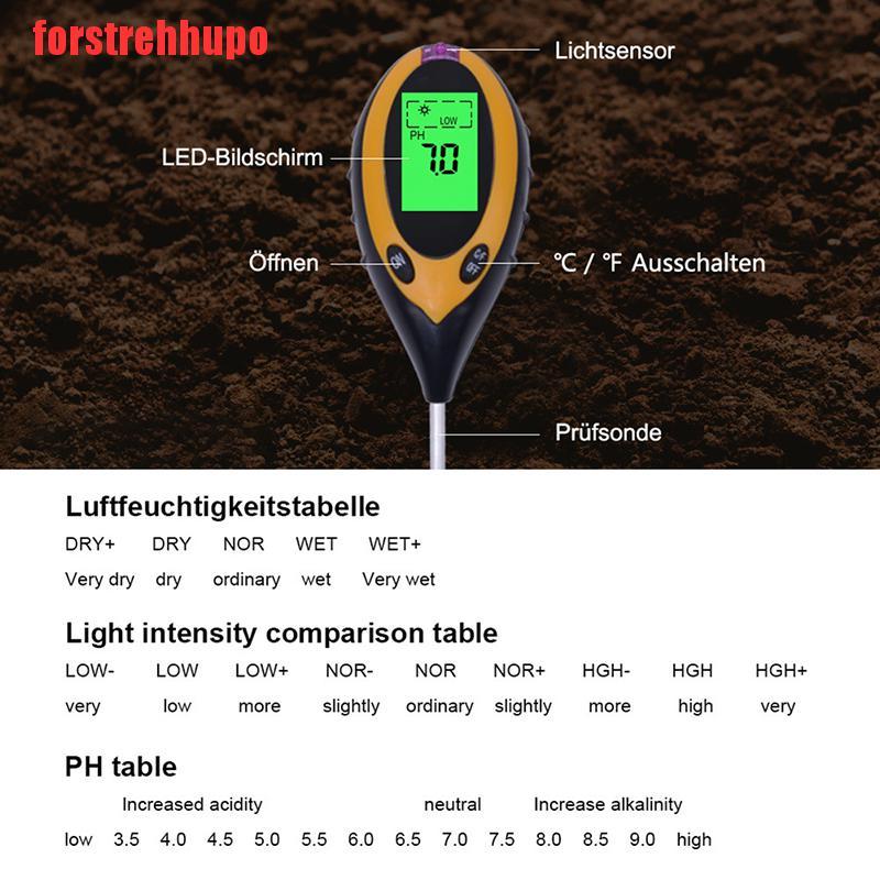 Máy đo nồng độ PH và ánh sáng 4 trong 1 cho đất hỗ trợ trồng cây trong vườn nhà
