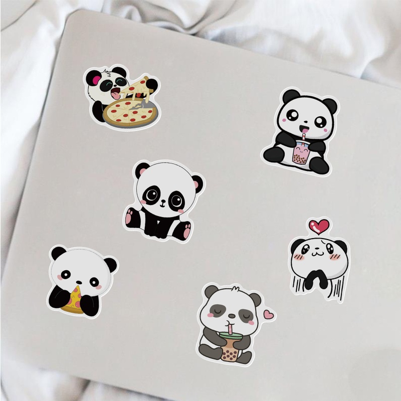 50 Miếng Dán Chống Thấm Nước Hình Gấu Trúc Cho Bình Nước / Laptop / Vali / Máy Tính / Điện Thoại