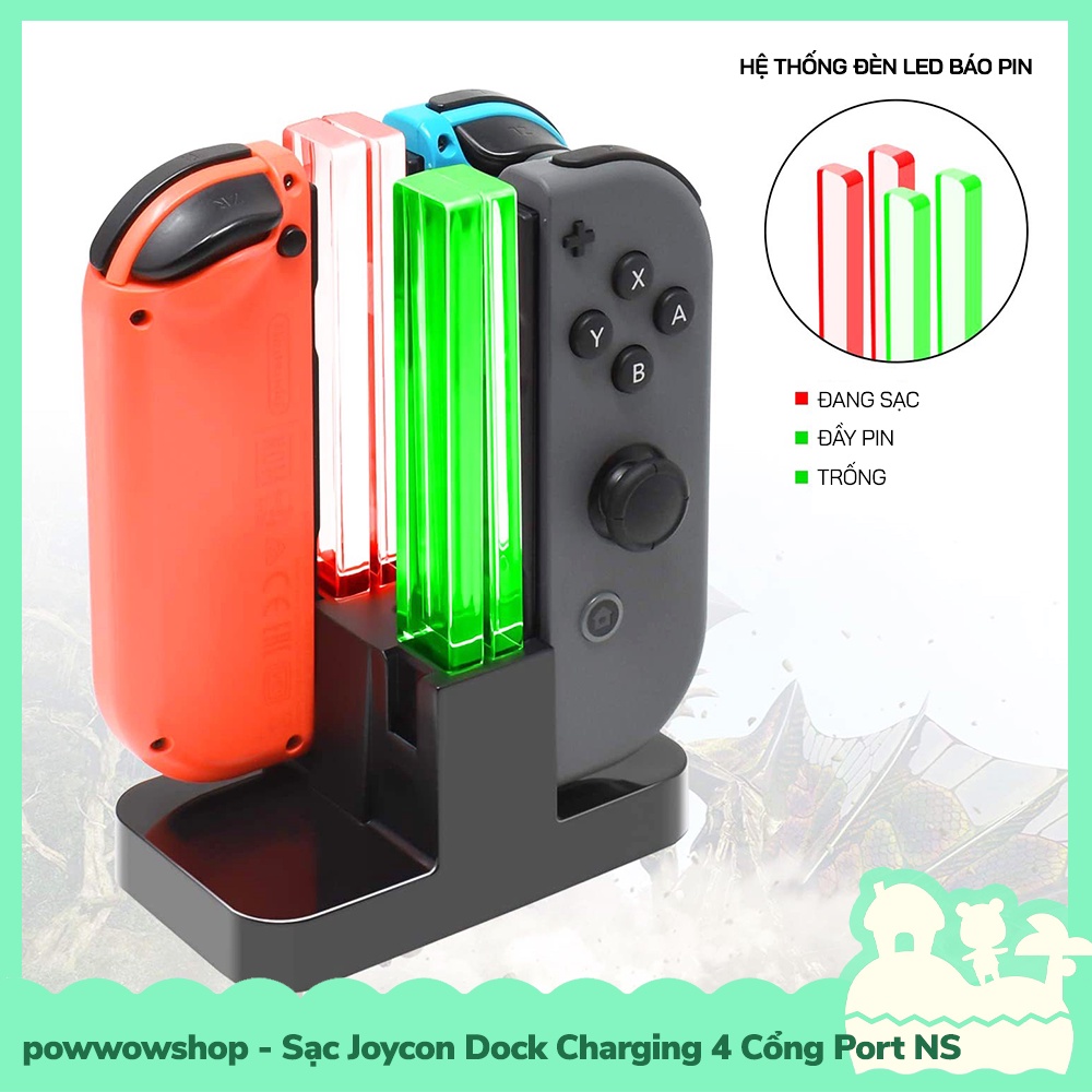 [Sẵn VN - Hỏa Tốc] Phụ Kiện Sạc Joycon Dock Station Charging 4 Cổng Port Cho Joycon Của Máy Game Nintendo Switch / Oled