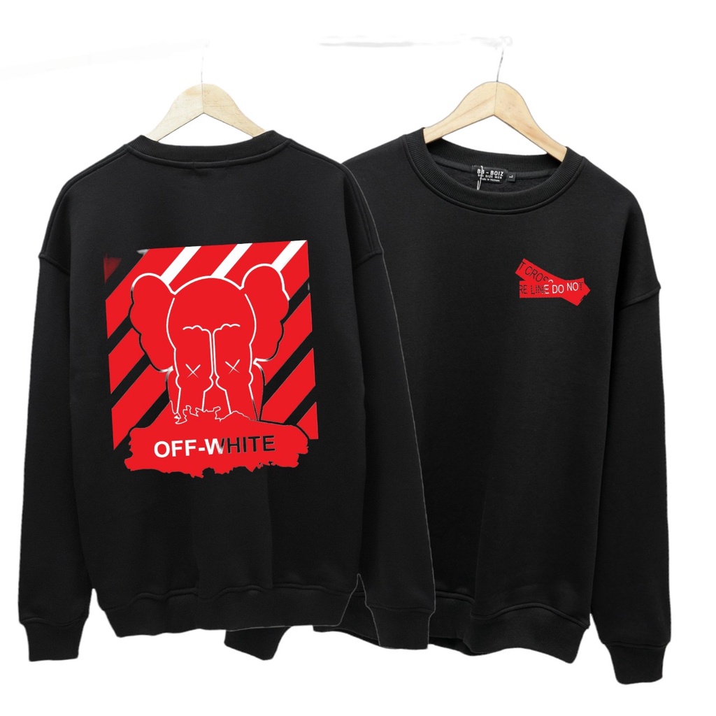 Áo sweater nam vải nỉ form bigsize 90kg - 120kg - in hình off White đỏ
