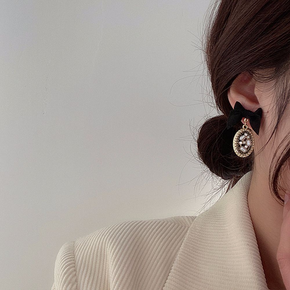 Bông tai nơ bằng hợp kim phong cách Hàn Quốc xinh xắn cho nữ